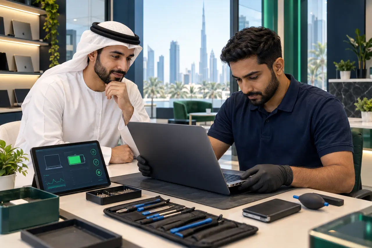 Professional laptop valuation and inspection in Dubai